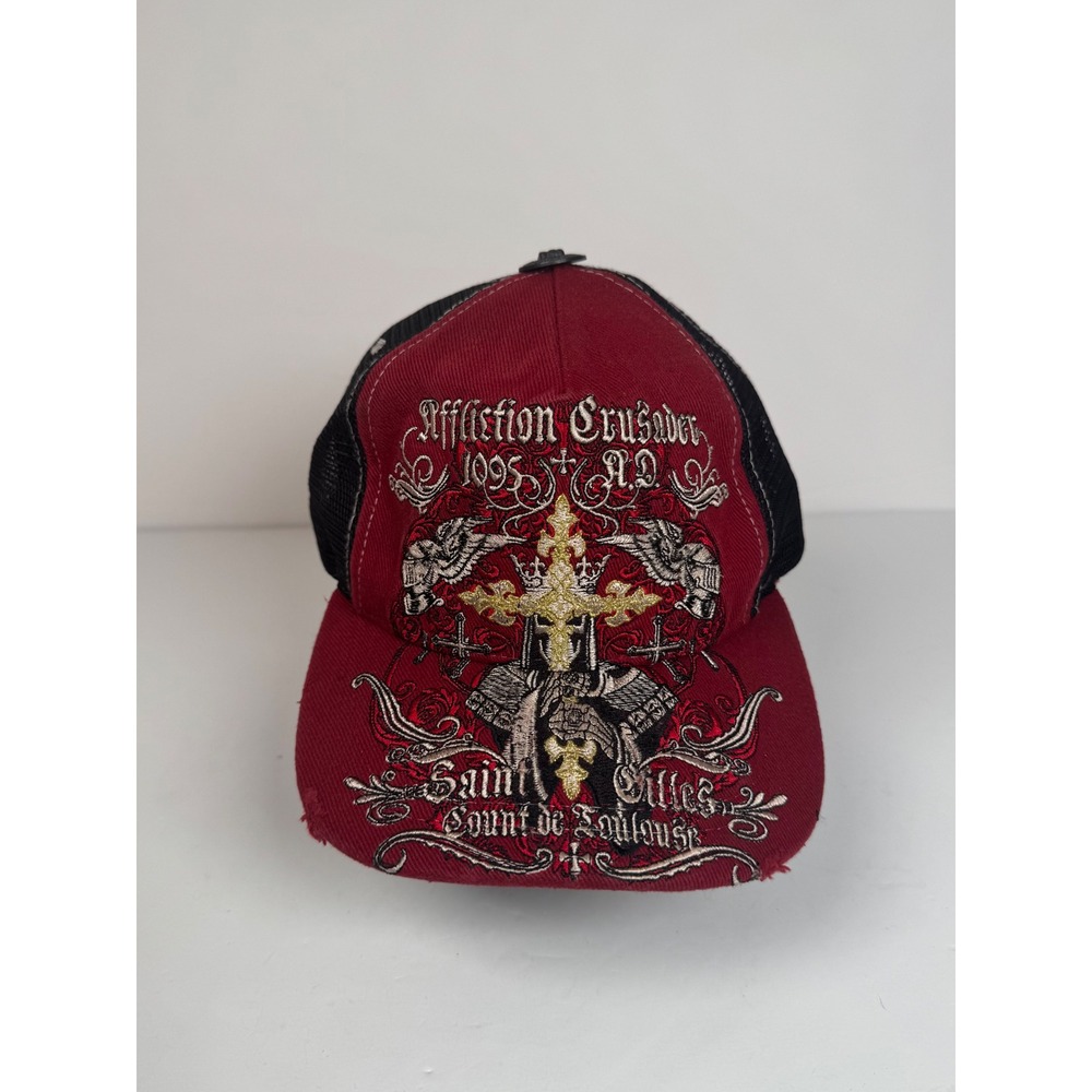 Affliction Adjustable SnapBack Hat Grunge Goth Embroidered Streetwear Skull Y2K